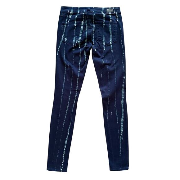 Paige Jeans Womens 27 Blue Verdugo Ultra Skinny Drip Print Stretch Denim Pants - Picture 9 of 14